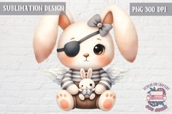 Cute bunny Vintage PNG Sublimation Design Kids Decor Angel Product Image 1