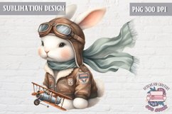 Cute bunny Vintage PNG Sublimation Design Kids Decor Pilot Product Image 1