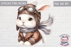 Cute bunny Vintage PNG Sublimation Design Kid Decor Airplane Product Image 1