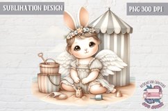 Cute bunny Vintage PNG Sublimation Design Kids Decor Beach Product Image 1