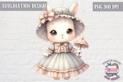 Cute bunny Vintage PNG Sublimation Design Kids Decor Girl Product Image 1