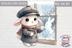 Cute bunny Vintage Frosty window Sublimation Design Kids PNG Product Image 1