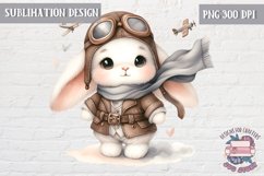 Cute bunny Vintage PNG Sublimation Design Kids Decor Pilot Product Image 1