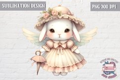 Cute bunny Vintage PNG Sublimation Design Kids Decor Girl Product Image 1