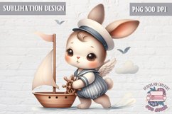 Cute bunny Vintage PNG Sublimation Design Kids Decor Sailor Product Image 1