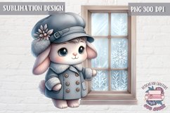 Cute bunny Vintage PNG Sublimation Design Kids Decor Winter Product Image 1