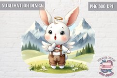 Cute bunny Vintage PNG Sublimation Design Kids Decor Singing Product Image 1