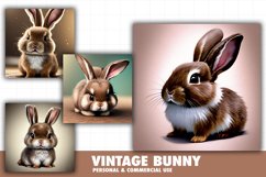 Vintage watercolor brown bunny illustration Product Image 1