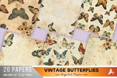 Vintage Butterflies Digital Paper Bundle Product Image 1