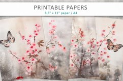 Butterfly And Flowers Junk Journal Kit, Digital Papers Product Image 1