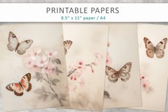 Vintage Butterfly Junk Journal, Digital Papers Product Image 1