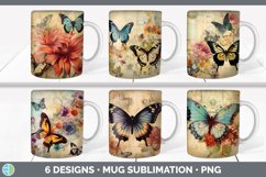 Bundle of six Decoupage Butterflies Mug Wrap designs.