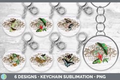 Bundle of six Vintage Butterfly keychain sublimation designs.