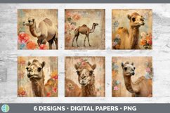Bundle of six Decoupage Camels Paper Backgrounds designs.