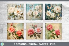 Bundle of six Decoupage Camellias Paper Backgrounds designs.