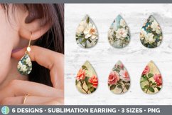Bundle of six Decoupage Camellias Teardrop Earrings designs.