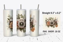 Vintage Camera Tumbler Wrap, Paris Tower Sublimation png Product Image 1