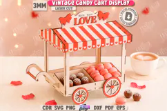 Vintage Candy Cart Laser Cut | Valentine's Day Candy Box SVG Product Image 1