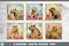 Bundle of six Decoupage Capybaras Paper Backgrounds designs.
