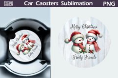 Vintage Christmas Car Coaster | Christmas Round Coaster Product Image 1