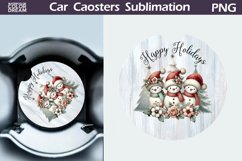 Vintage Christmas Car Coaster | Christmas Round Coaster Product Image 1