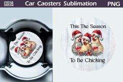 Vintage Christmas Car Coaster | Christmas Round Coaster Product Image 1