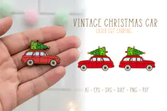 Christmas Vintage Car Earrings Laser Cut SVG Template Product Image 1