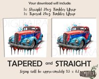 Watercolor Vintage Classic Car Skinny Tumbler Wrap PNG Product Image 2