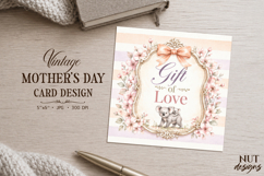Gift of Love Vintage Card Koala floral Mothers day card Product Image 1