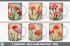 Bundle of six Decoupage Carnations Mug Wrap designs.