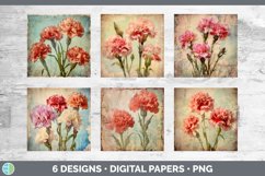 Bundle of six Decoupage Carnations Paper Backgrounds designs.