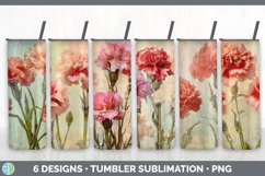 Bundle of six Decoupage Carnations Tumbler designs.