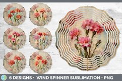 Bundle of six Decoupage Carnations Wind Spinner designs.