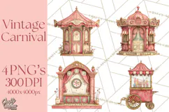 Vintage Antique Carnival Clipart, Retro Carnival PNG Product Image 1