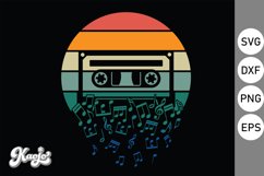 Retro Vintage Cassette Music Note SVG, 80&#039;s, 90&#039;s Music Vibe Product Image 2