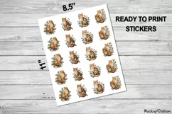 Watercolor Cat Stickers | Vintage Animal Printable PNG Retro Product Image 2