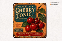 Vintage Cherry Tonic Advertisement Sign PNG Product Image 1