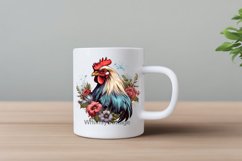 Watercolor Vintage Chicken Clipart, Floral Chickens PNG Product Image 4