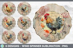 Bundle of six Decoupage Chickens Wind Spinner designs.