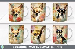Bundle of six Decoupage Chihuahuas Mug Wrap designs.