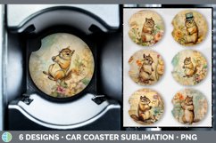 Bundle of six Decoupage Chipmunks Car Coaster designs.