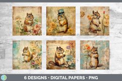 Bundle of six Decoupage Chipmunks Paper Backgrounds designs.