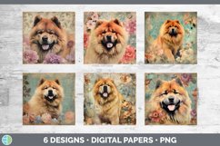 Bundle of six Decoupage Chow Chows Paper Backgrounds designs.