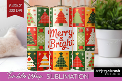 Vintage Christmas Tumbler Wrap - Retro Xmas Tumbler PNG Product Image 1