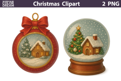 Vintage Christmas Clipart | Cute Christmas Sublimation Product Image 1