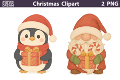 Vintage Christmas Clipart | Cute Animals Sublimation Product Image 1