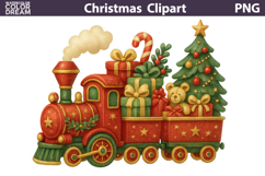 Vintage Christmas Clipart | Christmas Train Product Image 1