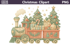 Vintage Christmas Clipart | Christmas Train Product Image 1