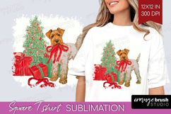 Vintage Christmas Square Tshirt Background - Retro Xmas PNG Product Image 1