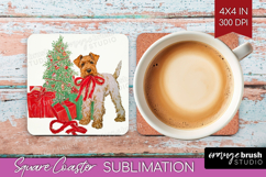 Vintage Christmas Square Coaster - Retro Xmas Coaster PNG Product Image 1